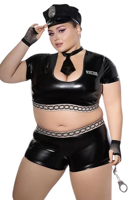 JSY Еротичний костюм поліцейської JSY P61120 Plus Size чорний колір
