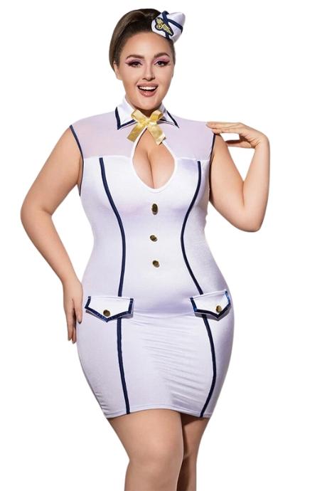 JSY Еротичний костюм стюардеси JSY P61123 Plus Size білий колір