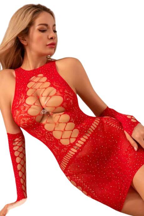 JSY Бодістокінг-сукня JSY «Ефектна Неллі» сукня мітенки червоний колір