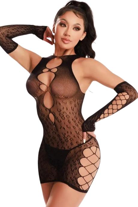 JSY Еротична сукня-бодістокінг JSY «Дика Фрея» сукня мітенки чорний колір