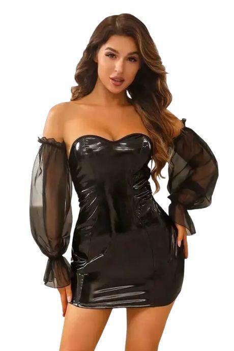 JSY Платье JSY «Рисковая Карина» с мокрым эффектом съемные рукава трусики