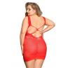 JSY Сексуальное сетчатое платье JSY «Страстная Эвелин» Plus Size Red кружево открытая спинка