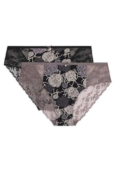 Lama 1591BI Жіночі трусики чорний-сірий-ліловий колір
