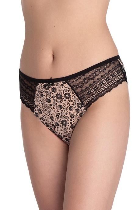 Lama 1592BI Жіночі трусики чорний-бежевий-сіро-ліловий колір
