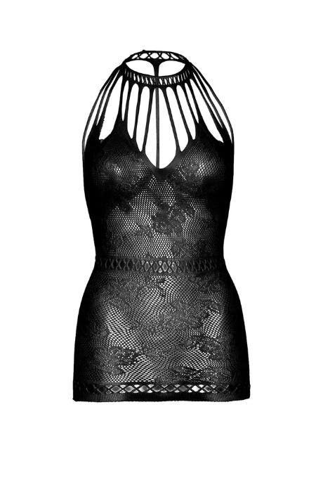 Ажурное платье-сетка Leg Avenue Lace mini dress with cut-outs Black one size чорний колір