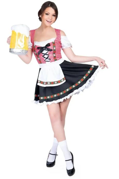 Баварский костюм «Октоберфест» Leg Avenue Beer Garden Babe чорно-рожевий колір
