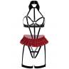 BDSM-костюм ученицы Leg Avenue Harness teddy & skirt Black портупея мини-юбка экокожа чорний колір