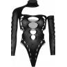 Бесшовное боди на одно плечо Leg Avenue Seamless thong back bodysuit One Size чорний колір