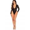 Боди Leg Avenue Rhinestone Lace Deep-V Bodysuit One Size чорний колір