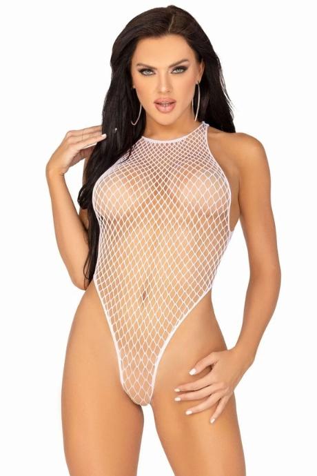Боди-сетка Leg Avenue Net snap crotch tank bodysuit White One Size