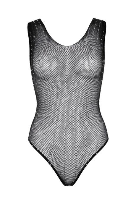Leg Avenue Rhinestone fishnet bodysuit OS Black