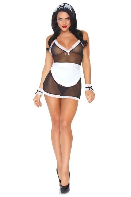 Leg Avenue Roleplay Seductive French Maid OS White/Black чорний колір