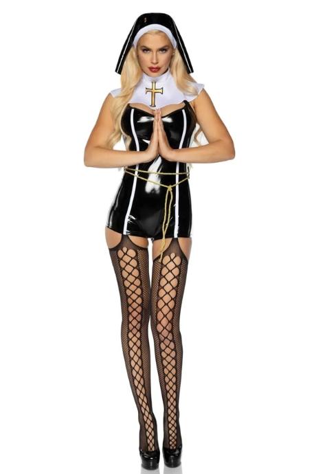 Leg Avenue Vinyl Sinful Sister Black