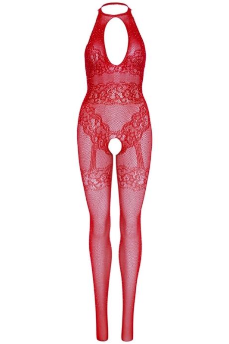 Бодистокинг Leg Avenue Rhinestone Lace and Net One Size червоний колір