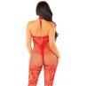 Бодистокинг Leg Avenue Seamless Net and Lace Lingerie Jumpsuit One Size червоний колір