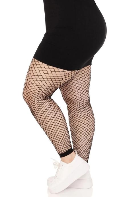 Колготки без стопы Leg Avenue Industrial Net footless tights 1X/2X черные в сетку