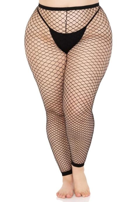 Колготки без стопы Leg Avenue Industrial Net footless tights 1X/2X черные в сетку
