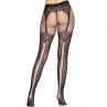 Колготки Leg Avenue Fishnet tights with back seam One size Black задній шов мереживо сітка чорний колір