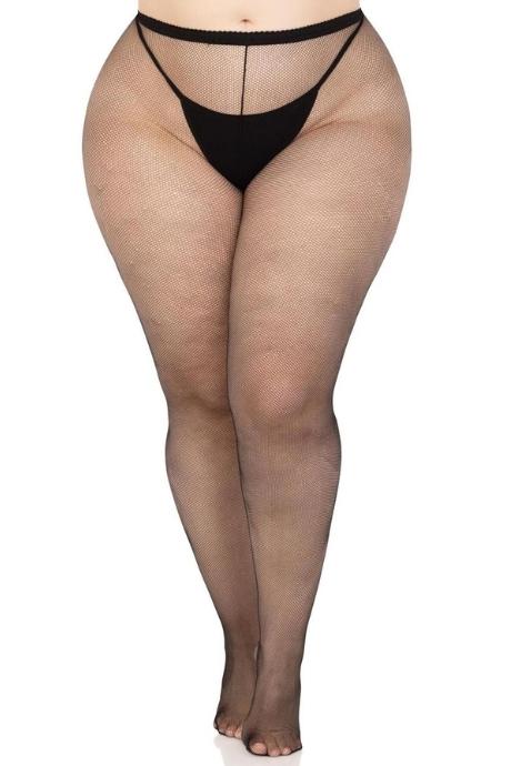 Колготки Leg Avenue Spandex micro net tights 1X/2X черные в мелкую сетку средняя посадка