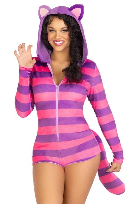 Комбінезон-костюм кішечки Leg Avenue Comfy Cheshire з капюшоном рожевий колір
