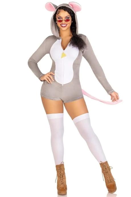 Комбінезон-костюм мишки Leg Avenue Comfy Mouse з капюшоном сірий колір