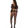 Комплект Leg Avenue Crop top & footless tights One Size чорний кроп-топ та колготки без стопи чорний колір