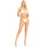 Жемчужный комплект: лиф трусики и наручники Leg Avenue Faux Pearl Open Cup Bra String and Cuffs