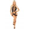 Комплект Leg Avenue Heart Net Cami Garter and String One Size Black чорний колір