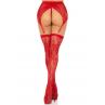 Комплект Leg Avenue Lace thigh highs & garterbelt One Size красный чулки и пояс с пажами
