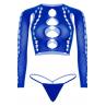 Комплект Leg Avenue Long sleeve crop top & string Royal Blue One Size топ стринги