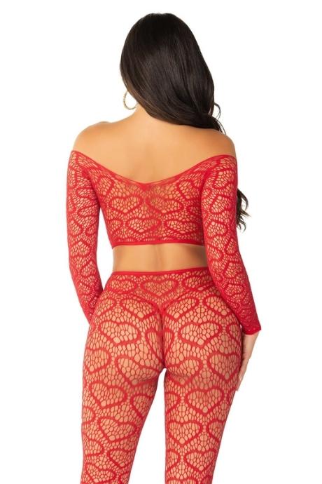 Комплект Leg Avenue Off The Shoulder Top and Footless Tights One Size Red