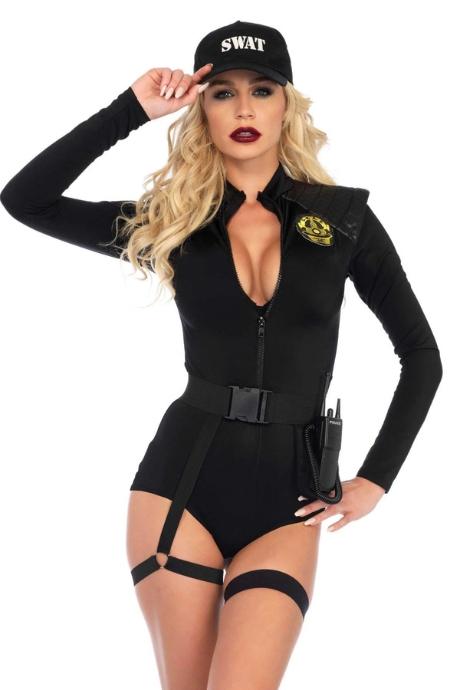 Костюм эротического спецназа Leg Avenue SWAT Team Babe боди пояс подвязки игрушечная рация ке