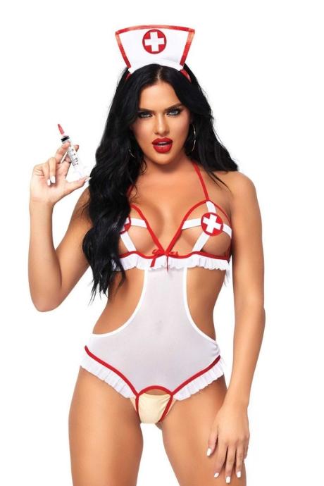 Костюм медсестры Leg Avenue Naughty Nurse one size боди и шапочка