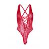 Мереживне боді Leg Avenue Floral lace thong teddy Red шнурівка на грудях one size червоний колір