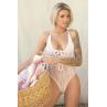 Мереживне боді Leg Avenue Floral lace thong teddy White шнурівка на грудях one size білий колір