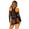 Міні-сукня Leg Avenue Mini dress and matching gloves One Size чорне мітенки в комплекті чорний колір