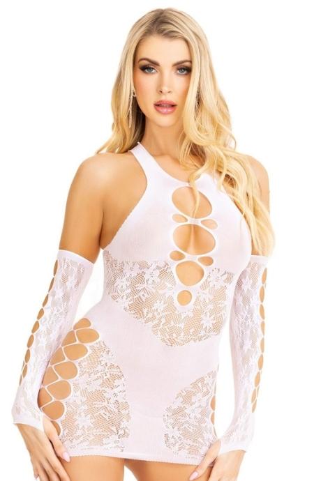 Міні-сукня Leg Avenue Mini dress and matching gloves White One Size білий колір