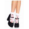 Шкарпетки жіночі з полуничним принтом Leg Avenue Strawberry ruffle top anklets One size мереживні білий колір