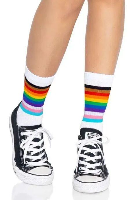 Носки женские в полоску Leg Avenue Pride crew socks Rainbow 37–43 размер