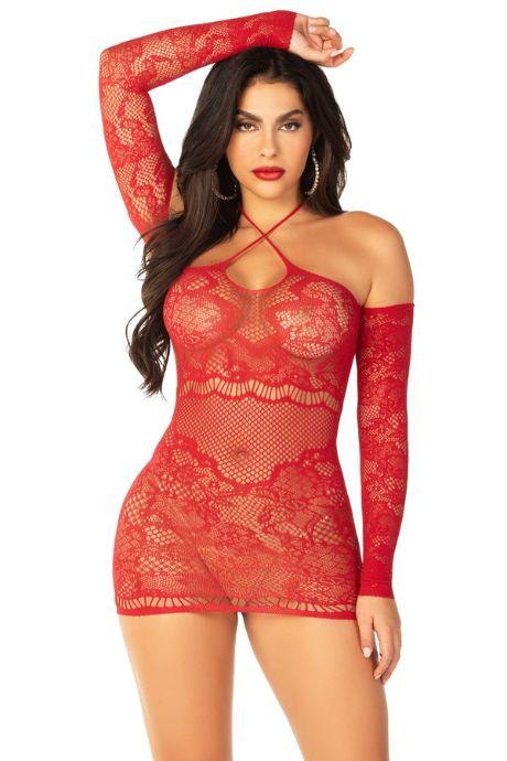 Сукня Leg Avenue Seamless Off The Shoulder Mini Dress One Size Red червоний колір
