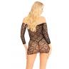 Платье-сетка с сердечками Leg Avenue Heart net mini dress Black завязки открытые плечи One Size