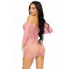 Платье-сетка с сердечками Leg Avenue Heart net mini dress Pink завязки открытые плечи one size