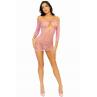 Платье-сетка с сердечками Leg Avenue Heart net mini dress Pink завязки открытые плечи one size