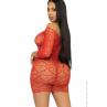 Сукня-сітка з сердечками Leg Avenue Heart net mini dress Red зав'язки відкриті плечі one size червоний колір