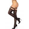 Панчохи Leg Avenue Thigh highs with garter top One Size чорні з еластичними підв'язками на кільцях чорний колір