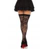 Чулки Leg Avenue Wild rose net thigh highs One Size черные широкая резинка рисунок-розы