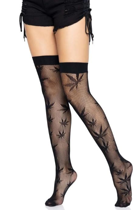 Чулки с рисунком Leg Avenue 420 Net thigh highs Black