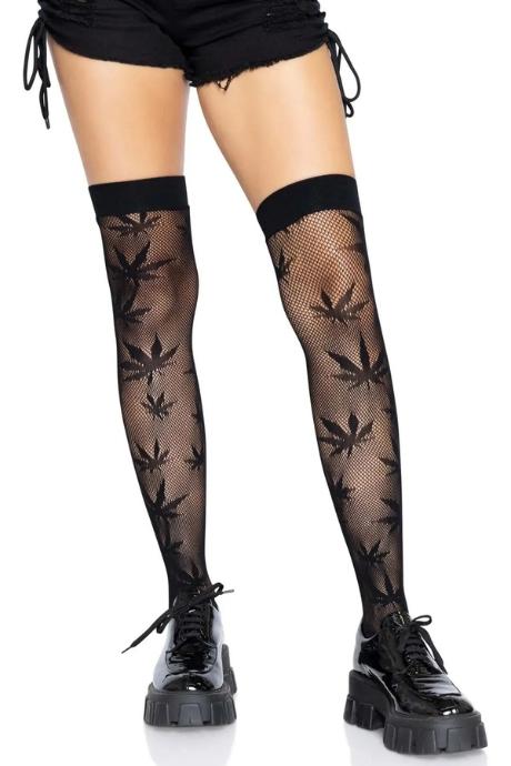 Чулки с рисунком Leg Avenue 420 Net thigh highs Black