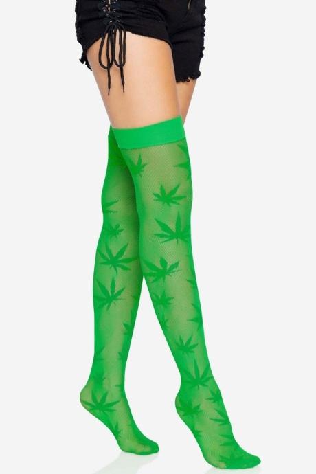 Чулки с рисунком Leg Avenue 420 Net thigh highs Green