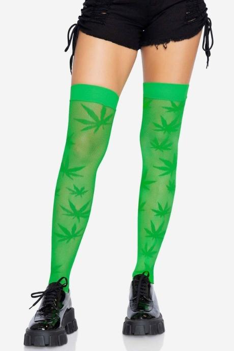 Чулки с рисунком Leg Avenue 420 Net thigh highs Green